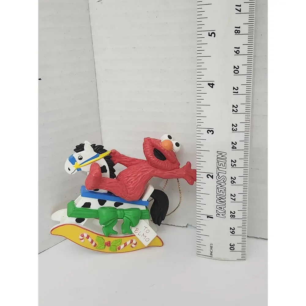 1992 Grolier Elmo on Rocking Horse Sesame Street Ornament Jim Henson Boxed